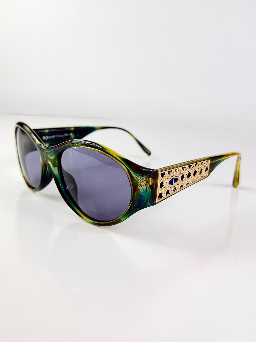 Vintage Dior 2766A 50 Sunglasses Deadstock VFC Box Set Green Gold Cannage